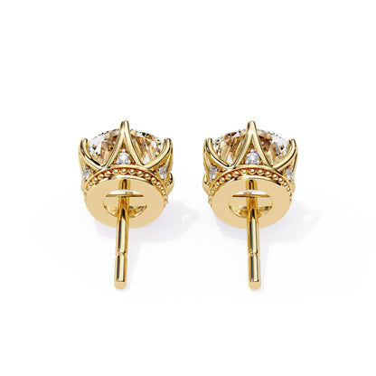 Round Lab Grown Diamond Earrings In Yellow Gold