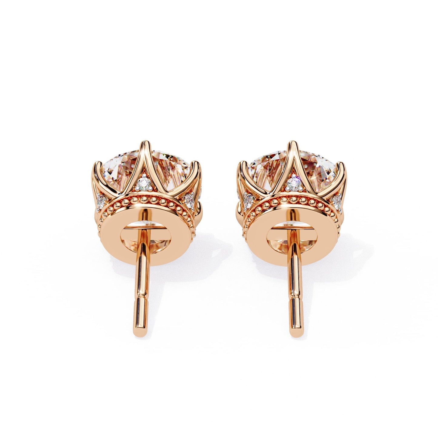 Round Lab Grown Diamond Earrings In Yellow Gold