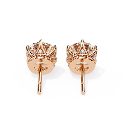 Round Lab Grown Diamond Earrings In Yellow Gold