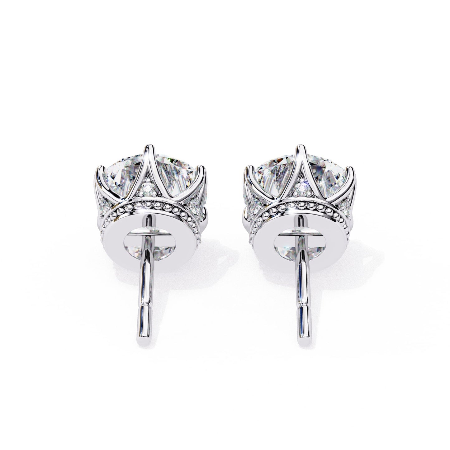 Round Lab Grown Diamond Earrings In Yellow Gold