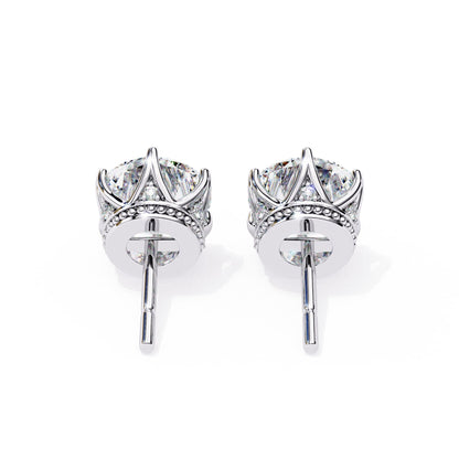 Round Lab Grown Diamond Earrings In Yellow Gold