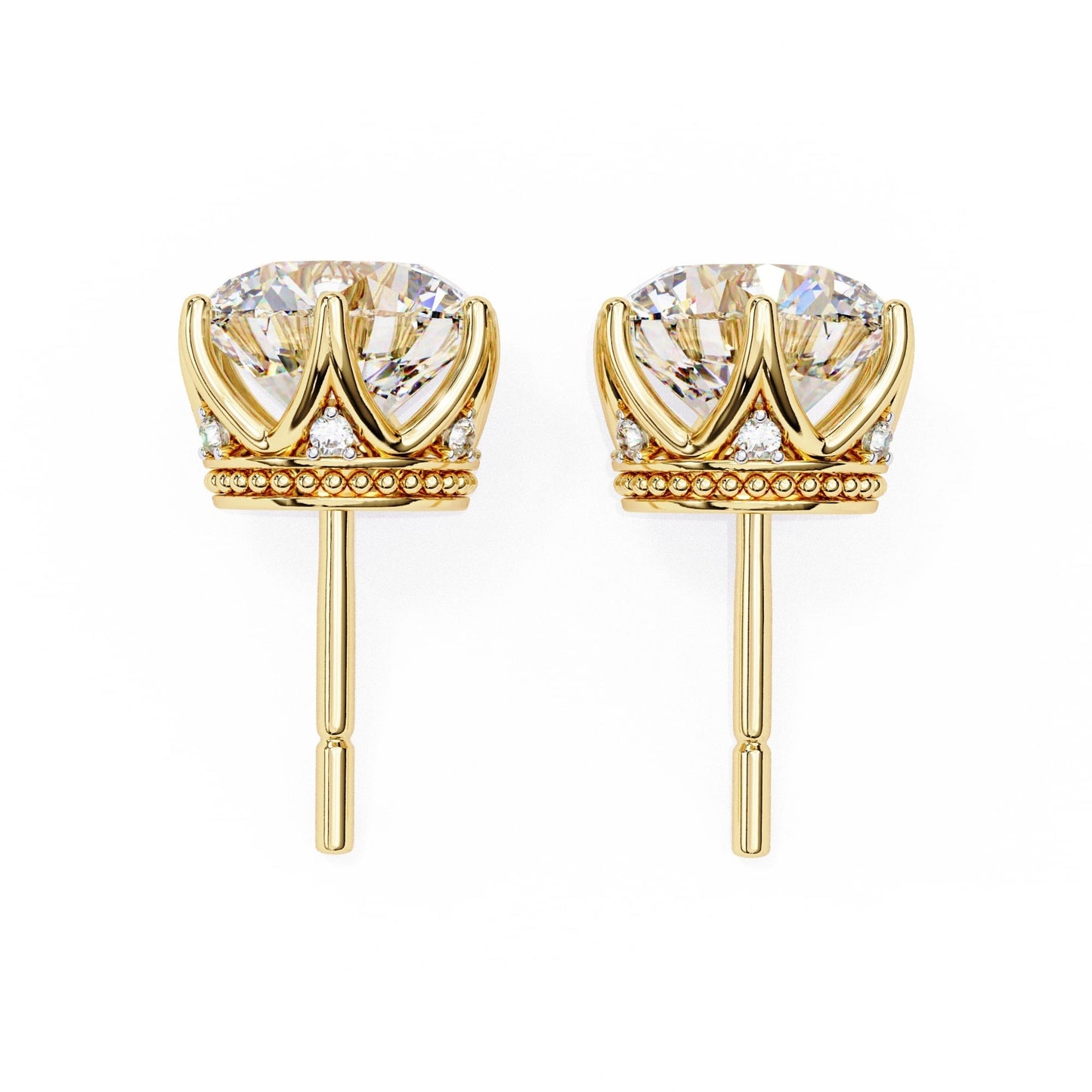 Round Lab Grown Diamond Earrings In Yellow Gold