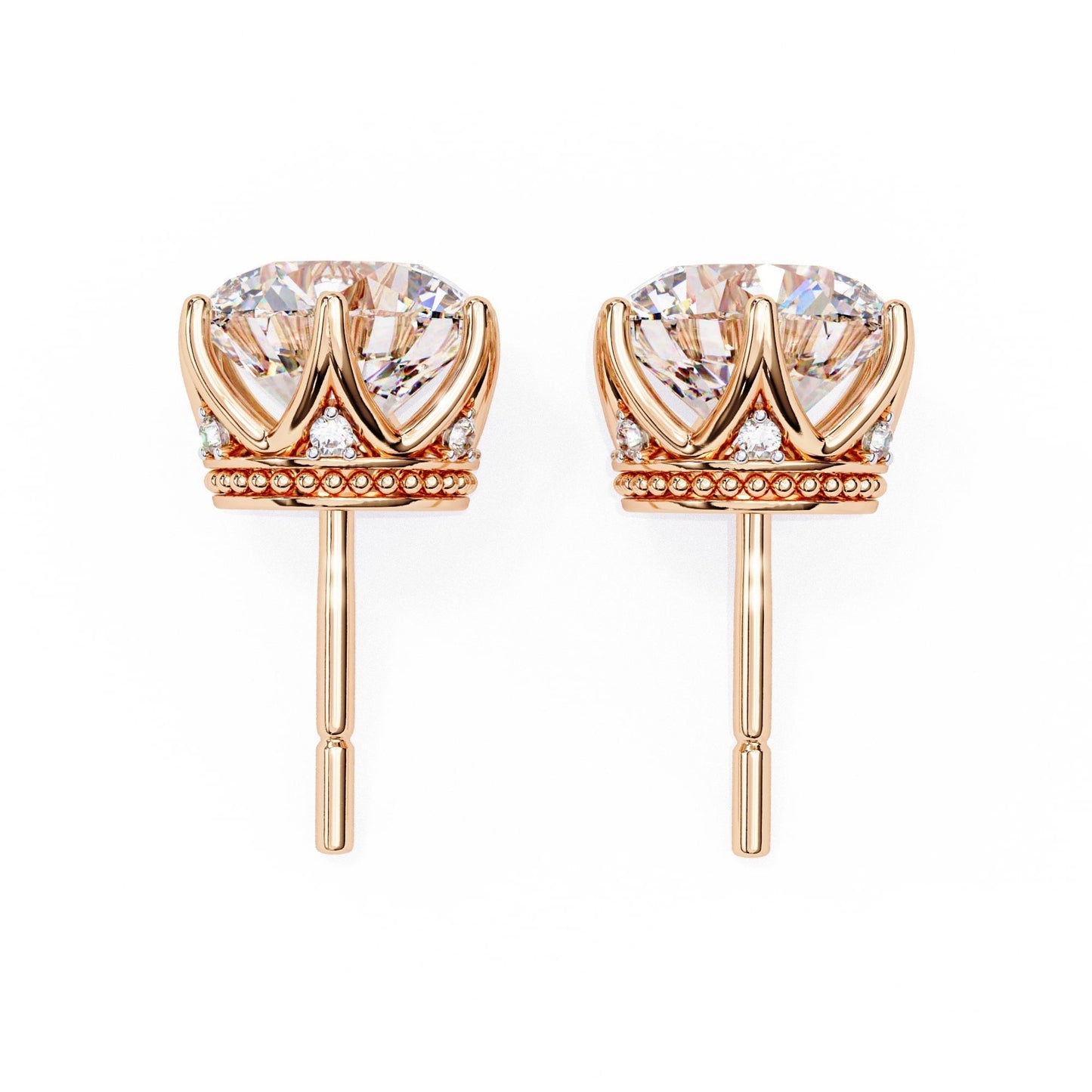 Round Lab Grown Diamond Earrings In Yellow Gold