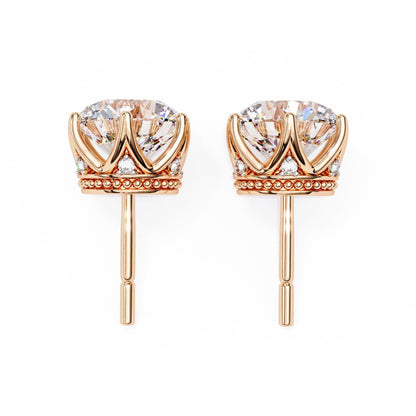 Round Lab Grown Diamond Earrings In Yellow Gold