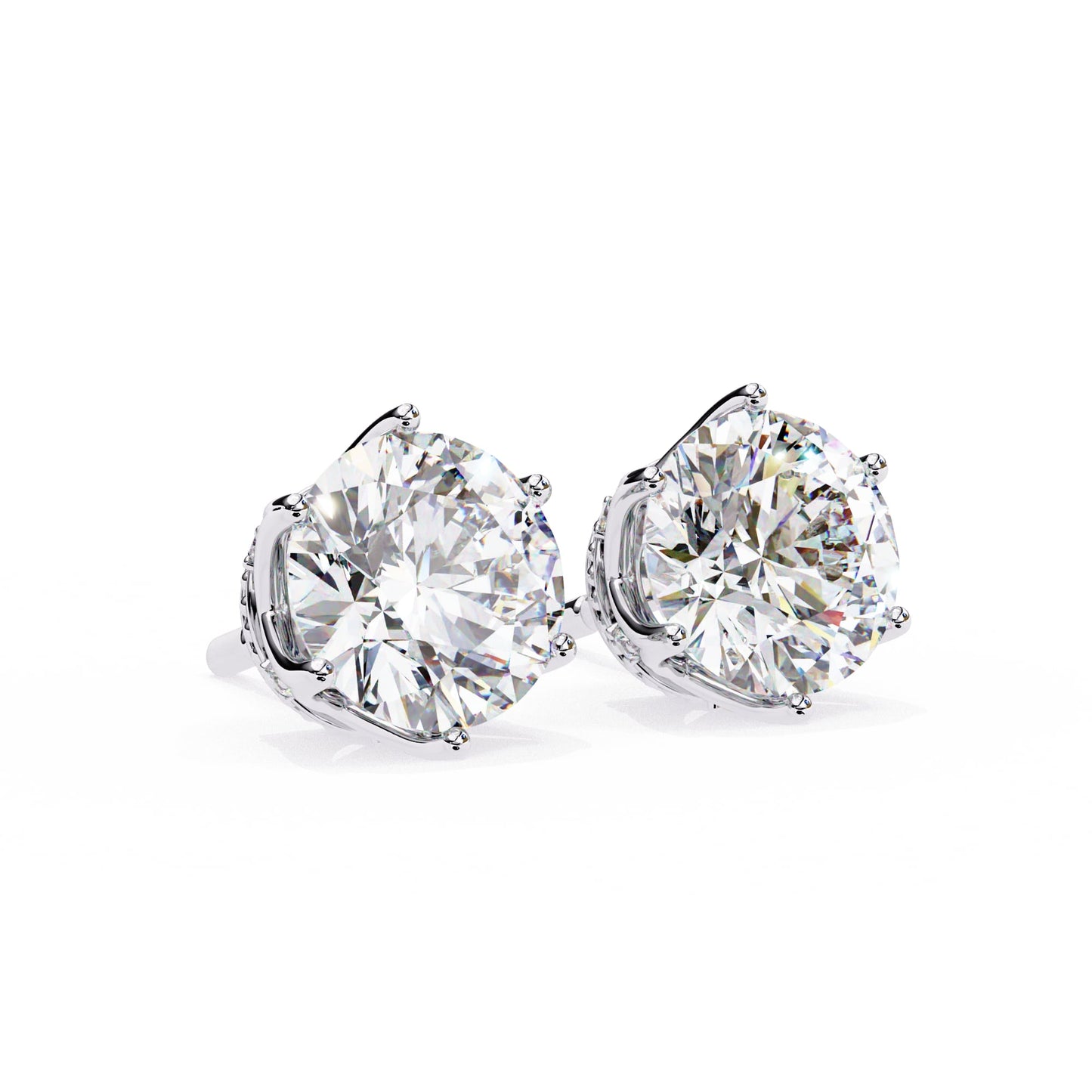 Round Lab Grown Diamond Earrings In Yellow Gold