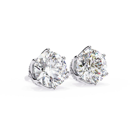 Round Lab Grown Diamond Earrings In Yellow Gold