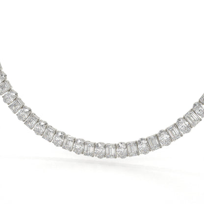 Emerald And Oval Diamond Tennis Necklace