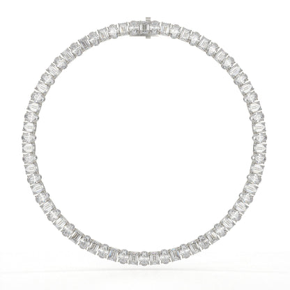 Emerald And Oval Diamond Tennis Necklace