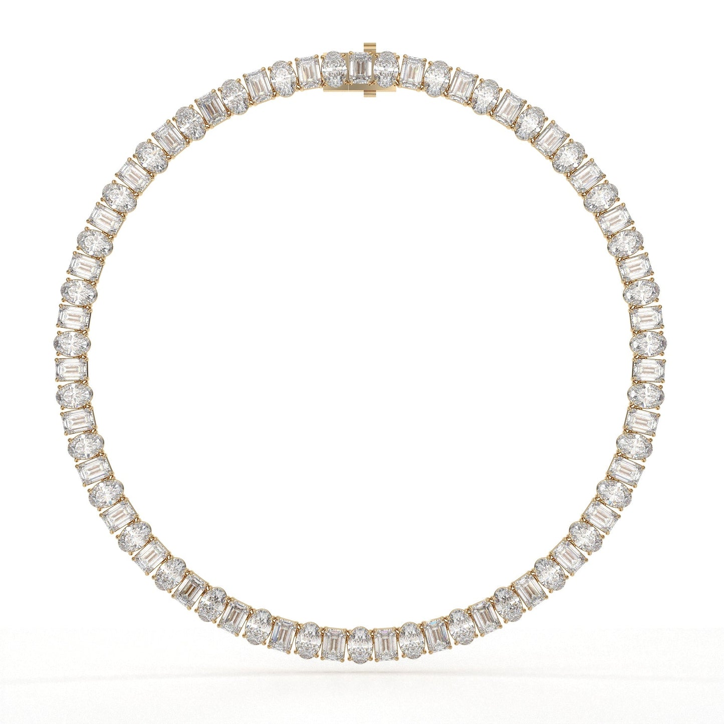 Emerald And Oval Diamond Tennis Necklace