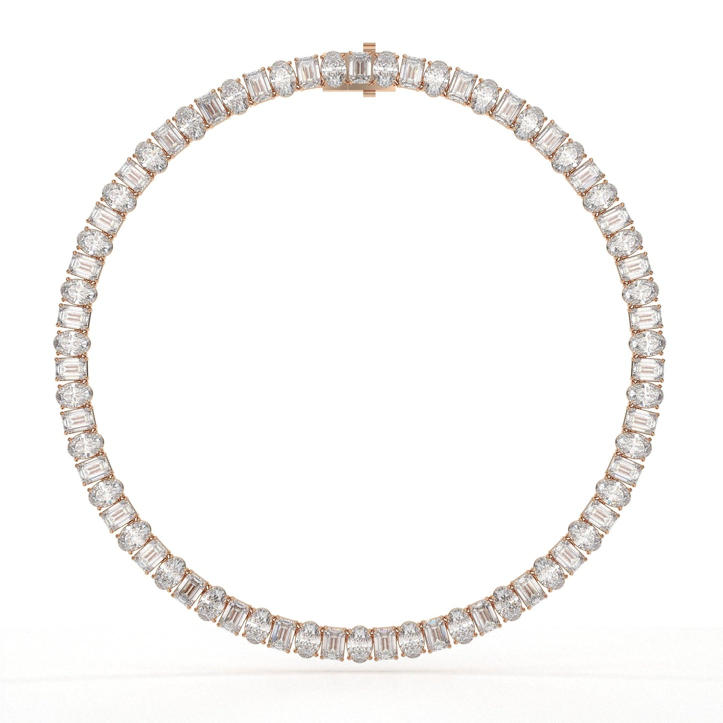 Emerald And Oval Diamond Tennis Necklace