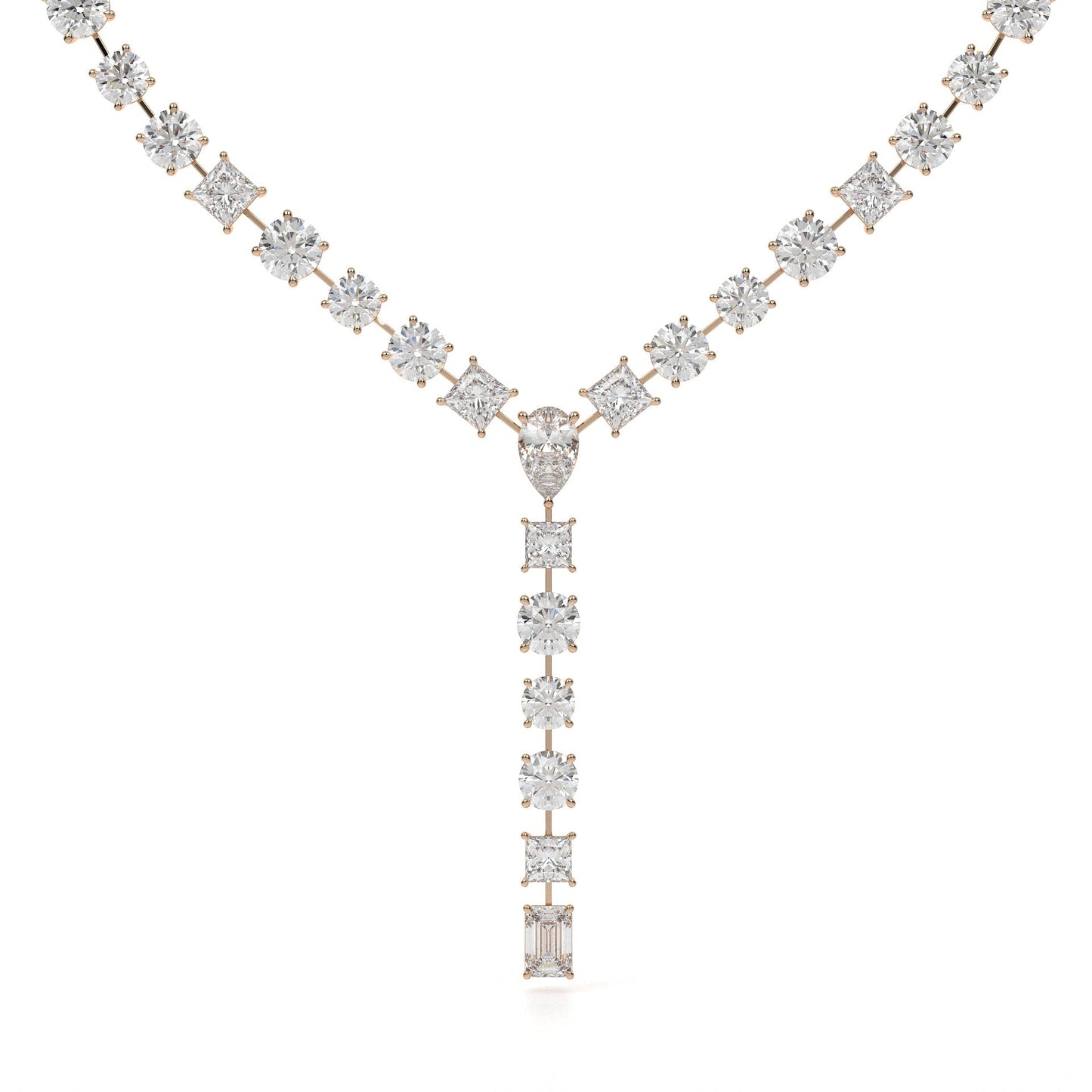 Multi Shape Lab Grown Diamond Y Necklace