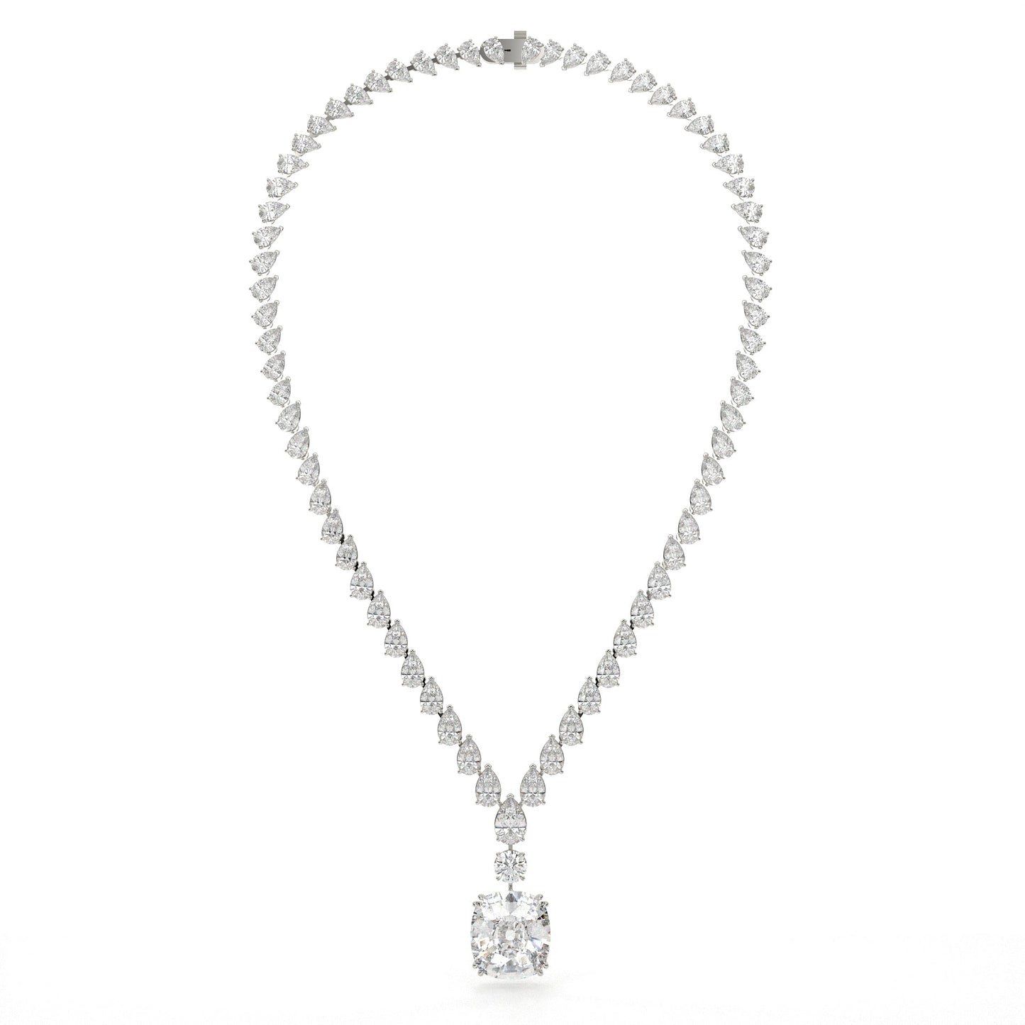 Multi Shape Lab Diamond Drop Necklace