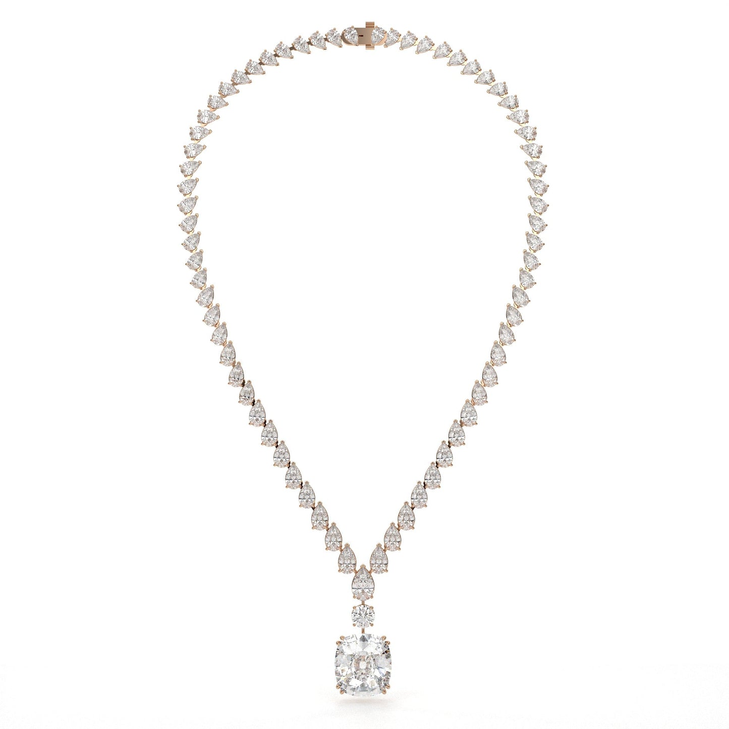 Multi Shape Lab Diamond Drop Necklace