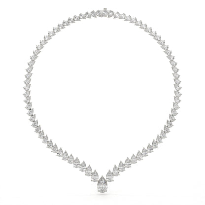 V Shape Pear Cut Lab Diamond Tennis Necklace