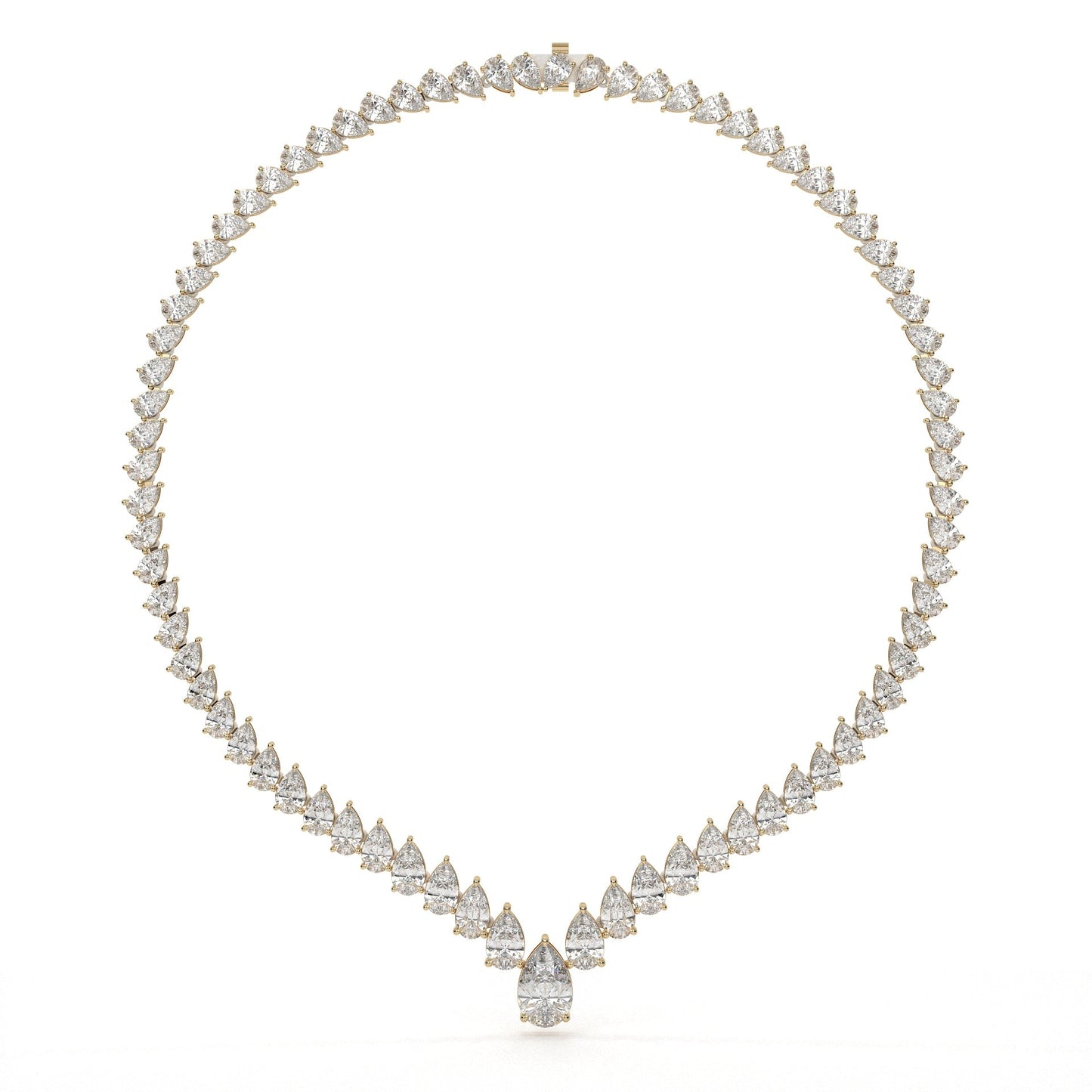 V Shape Pear Cut Lab Diamond Tennis Necklace