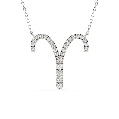 Round Diamond Aries Zodiac Sign Pendant