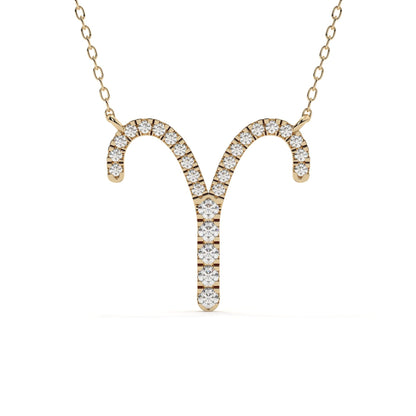 Round Diamond Aries Zodiac Sign Pendant