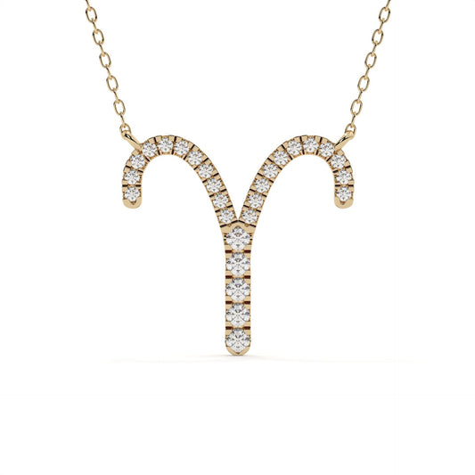 Round Diamond Aries Zodiac Sign Pendant