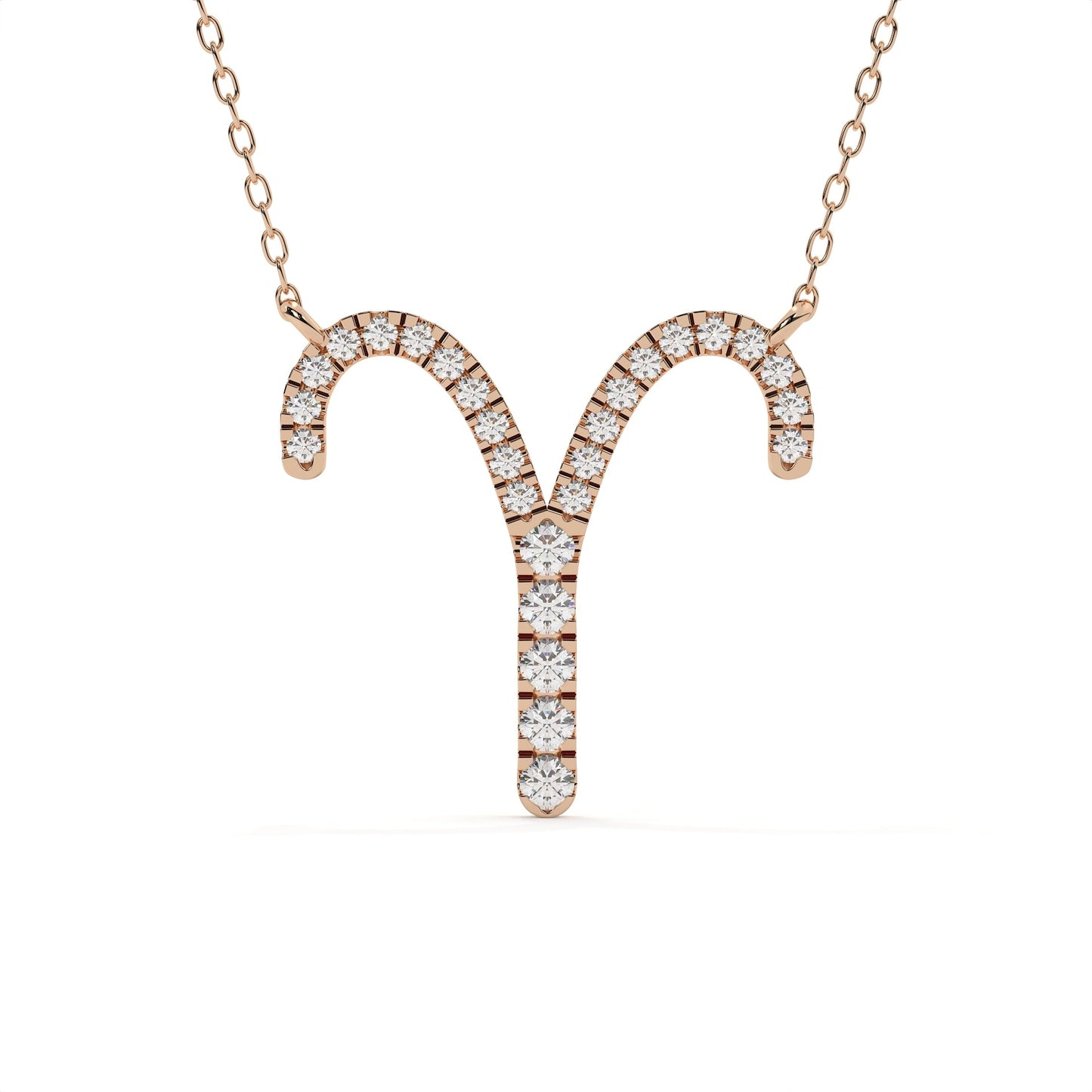 Round Diamond Aries Zodiac Sign Pendant