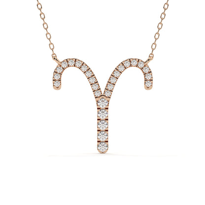 Round Diamond Aries Zodiac Sign Pendant