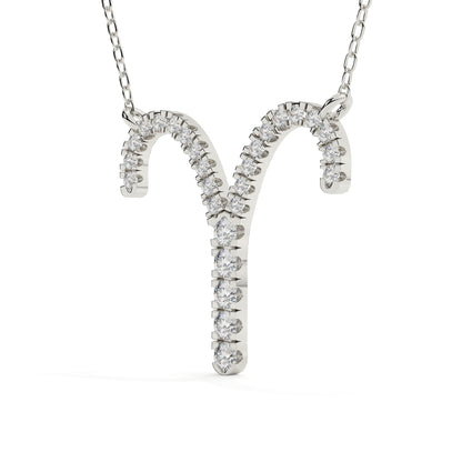 Round Diamond Aries Zodiac Sign Pendant