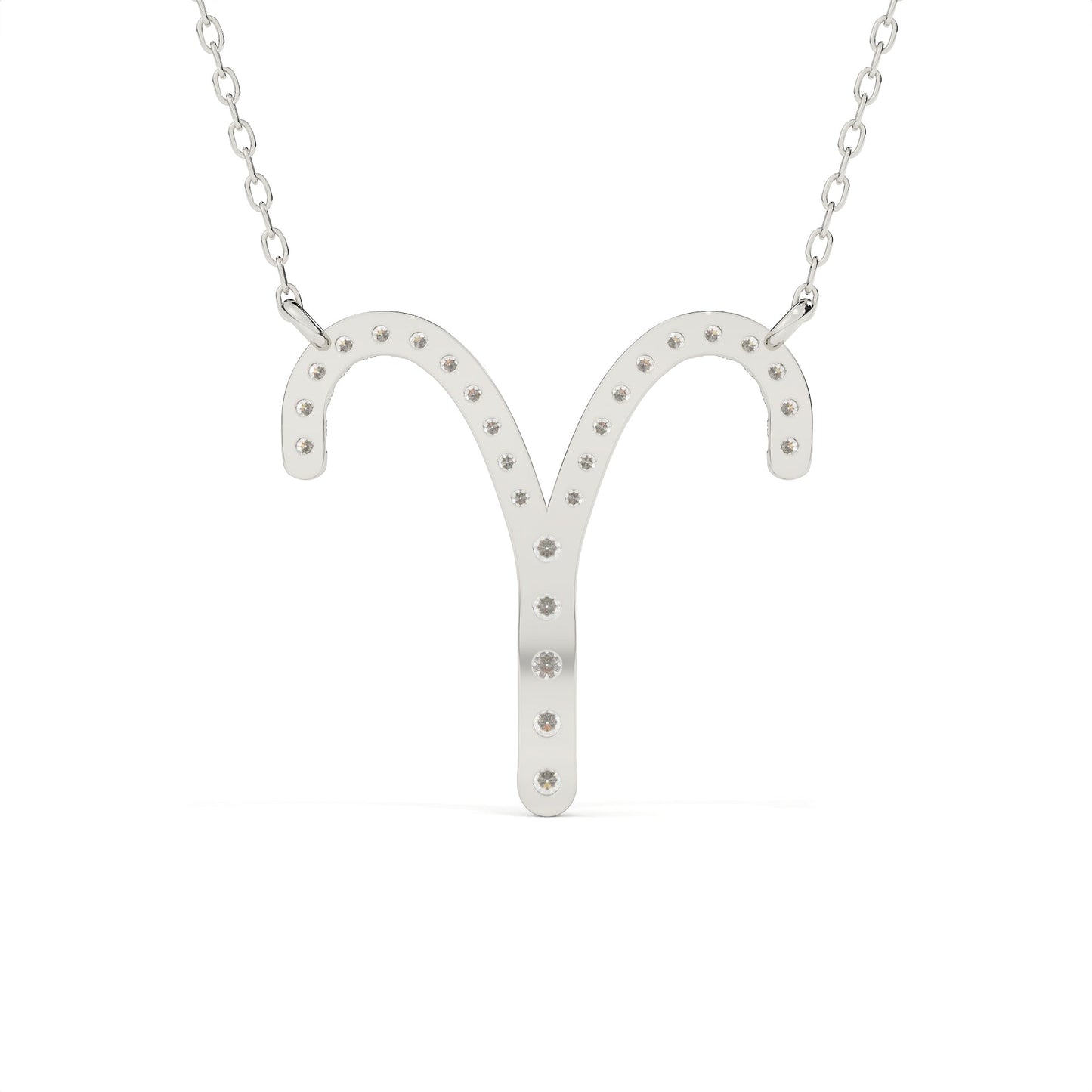 Round Diamond Aries Zodiac Sign Pendant