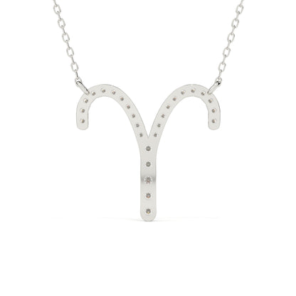 Round Diamond Aries Zodiac Sign Pendant