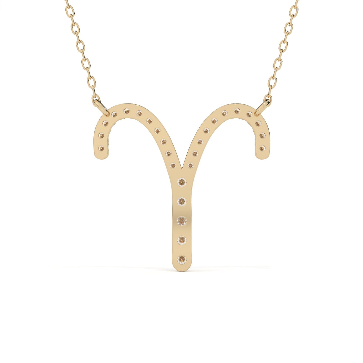 Round Diamond Aries Zodiac Sign Pendant