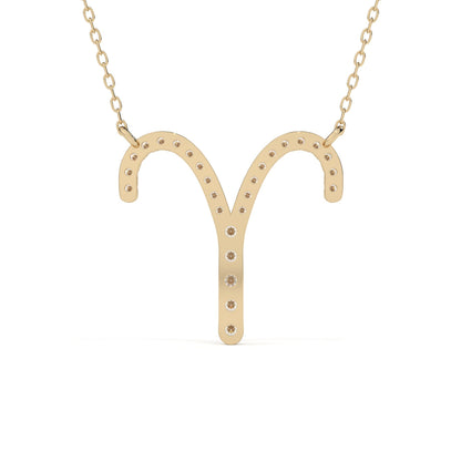 Round Diamond Aries Zodiac Sign Pendant