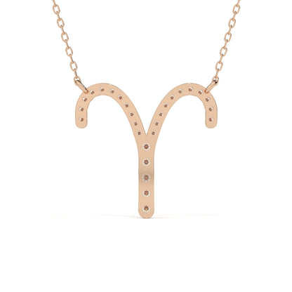 Round Diamond Aries Zodiac Sign Pendant