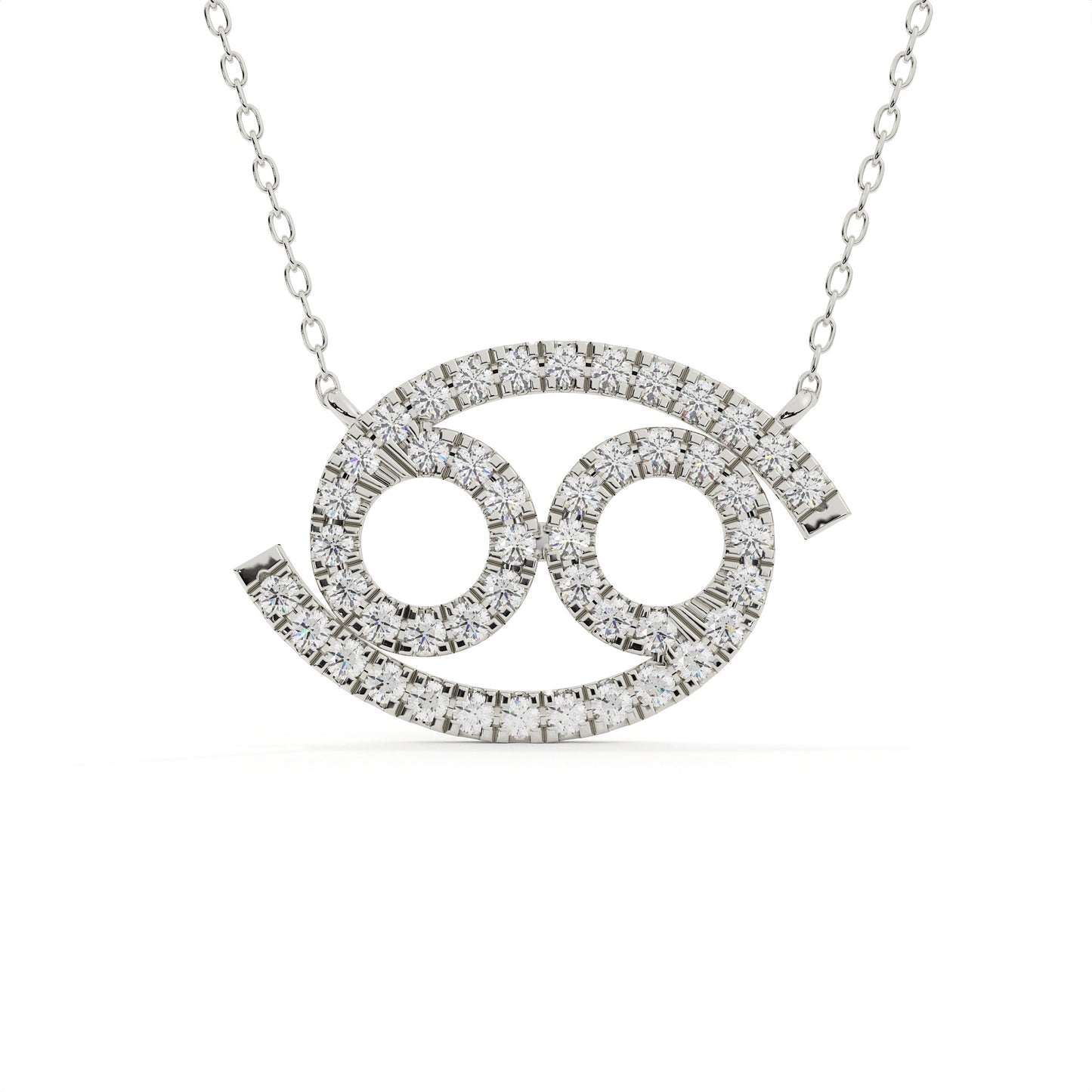 Cancer Zodiac Sign Round Cut Diamond Pendant