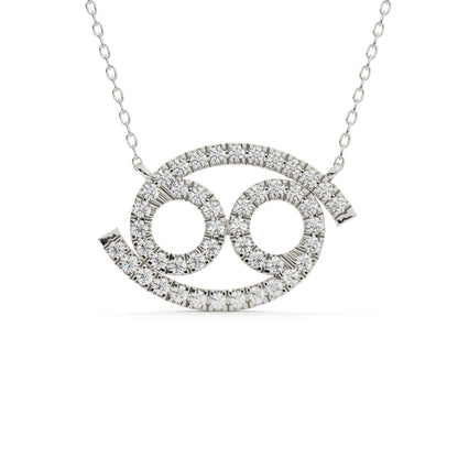 Cancer Zodiac Sign Round Cut Diamond Pendant