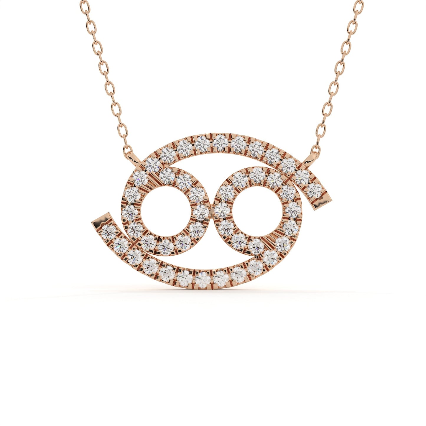 Cancer Zodiac Sign Round Cut Diamond Pendant