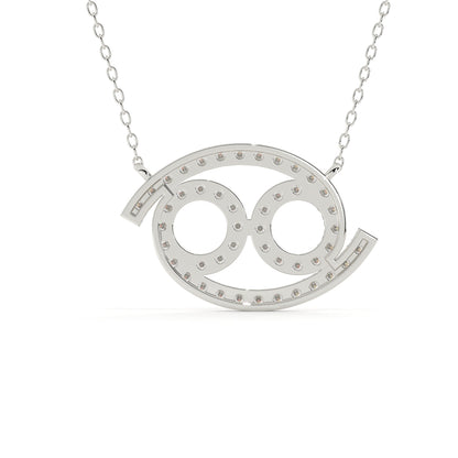 Cancer Zodiac Sign Round Cut Diamond Pendant