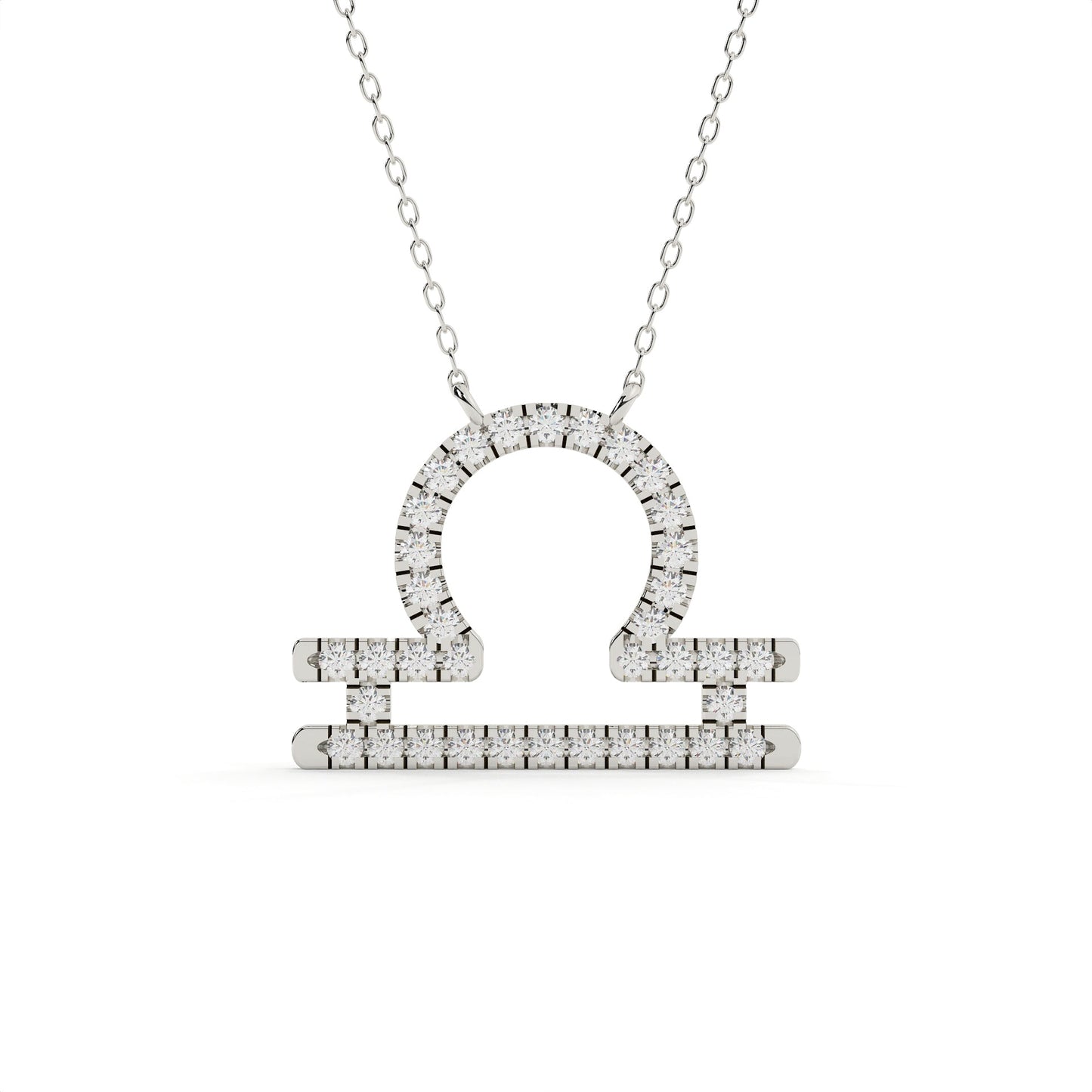 Round Cut Diamond Libra Zodiac Sign Pendant