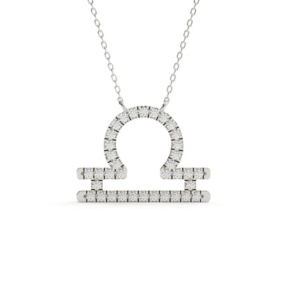Round Cut Diamond Libra Zodiac Sign Pendant