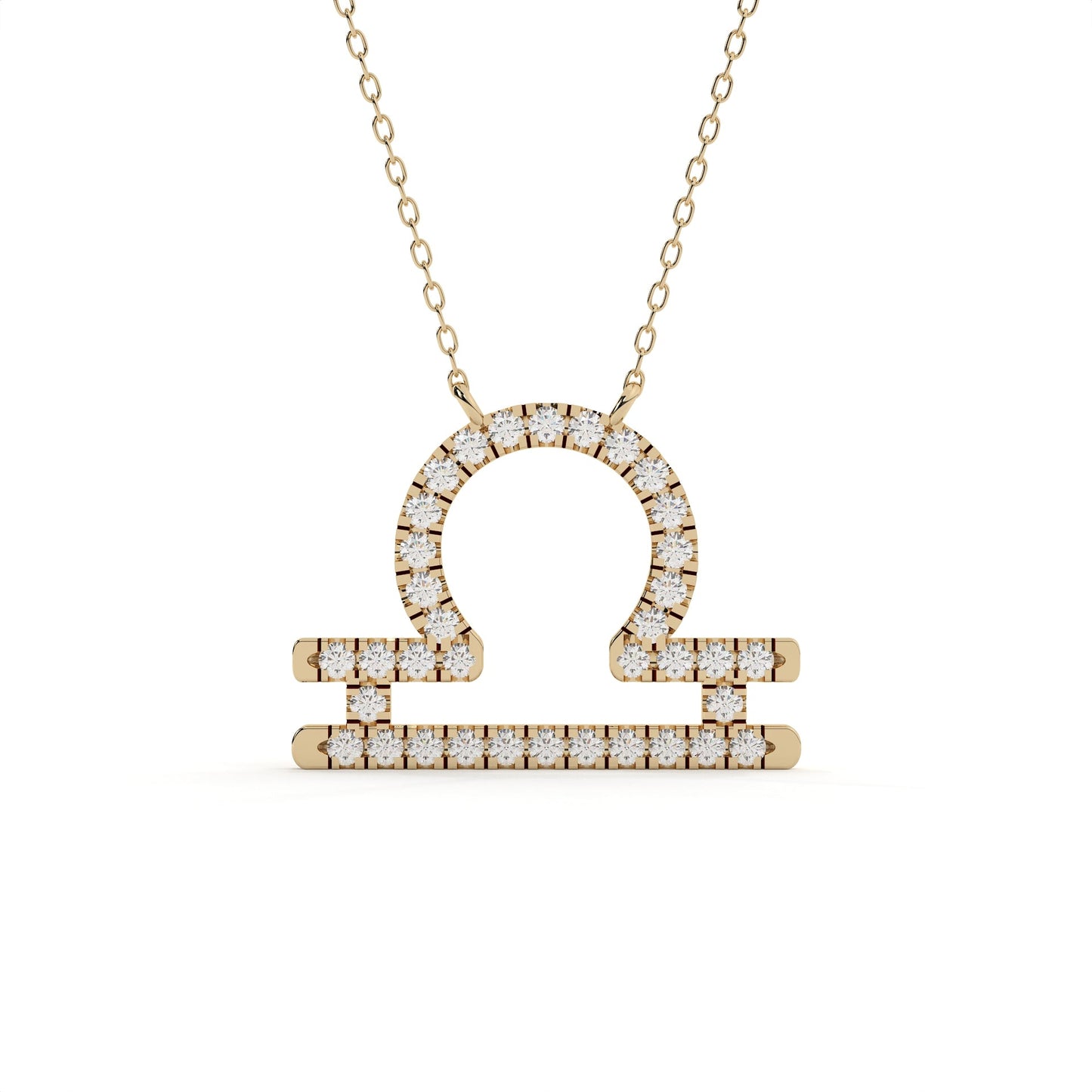 Round Cut Diamond Libra Zodiac Sign Pendant