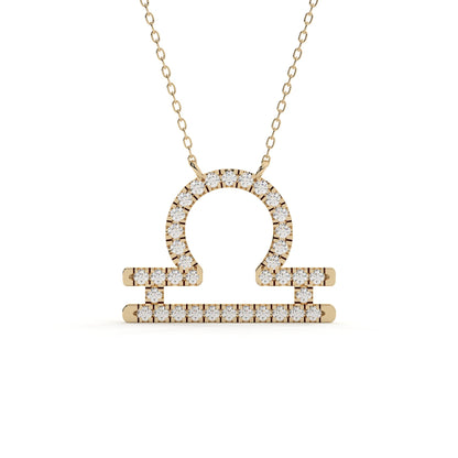 Round Cut Diamond Libra Zodiac Sign Pendant