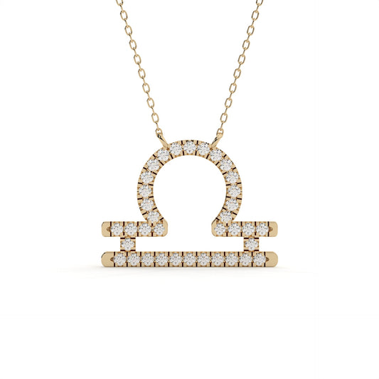 Round Cut Diamond Libra Zodiac Sign Pendant
