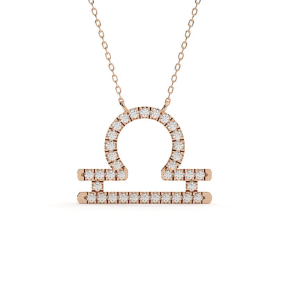 Round Cut Diamond Libra Zodiac Sign Pendant