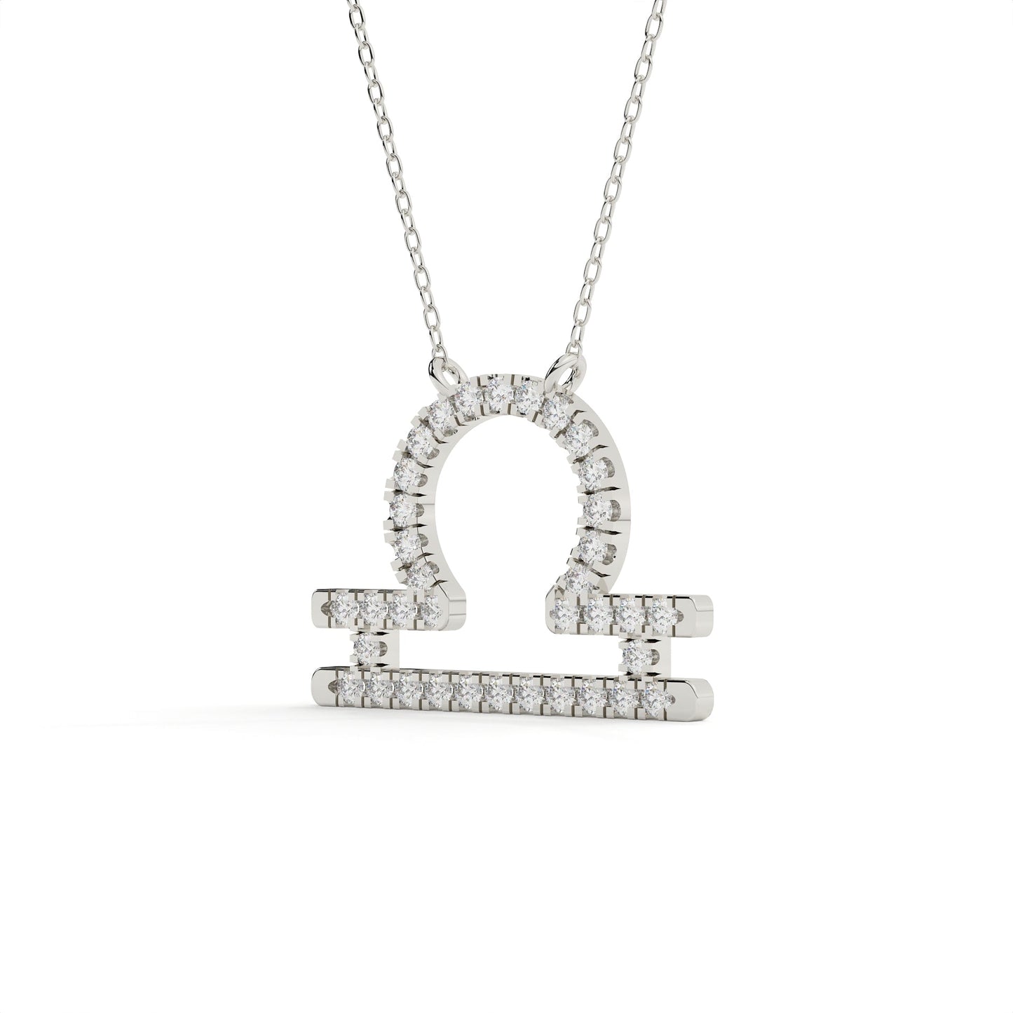 Round Cut Diamond Libra Zodiac Sign Pendant
