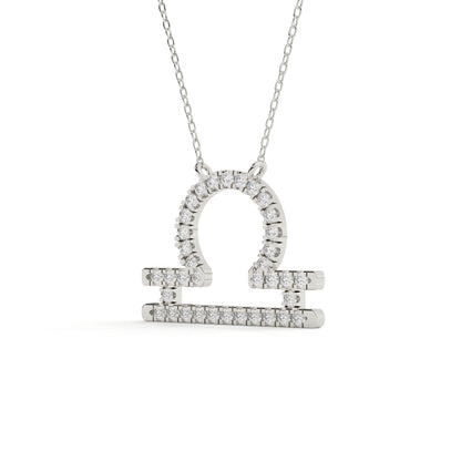 Round Cut Diamond Libra Zodiac Sign Pendant