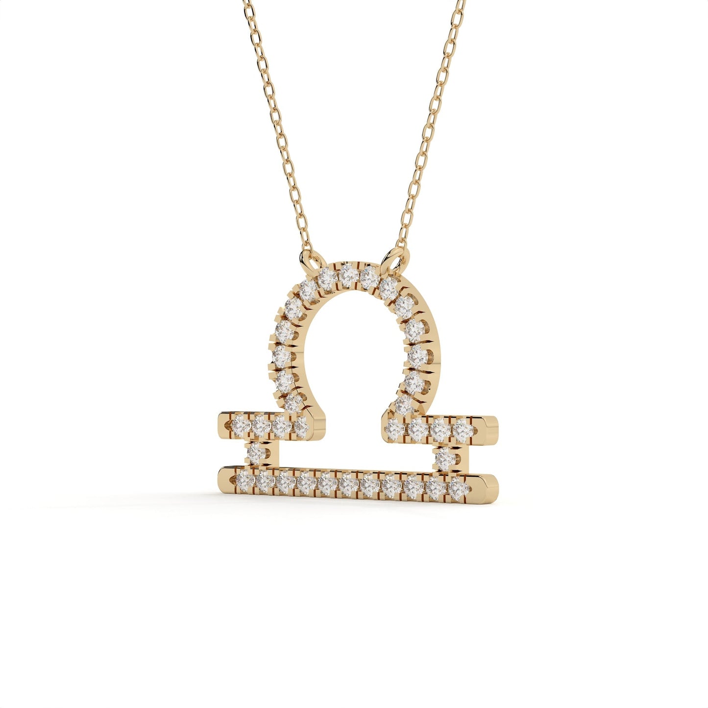 Round Cut Diamond Libra Zodiac Sign Pendant