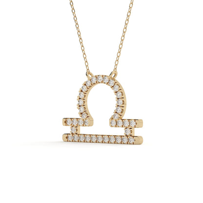 Round Cut Diamond Libra Zodiac Sign Pendant