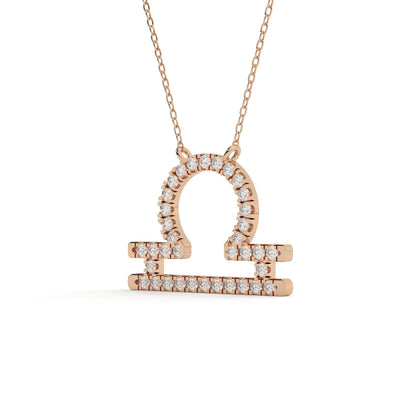 Round Cut Diamond Libra Zodiac Sign Pendant