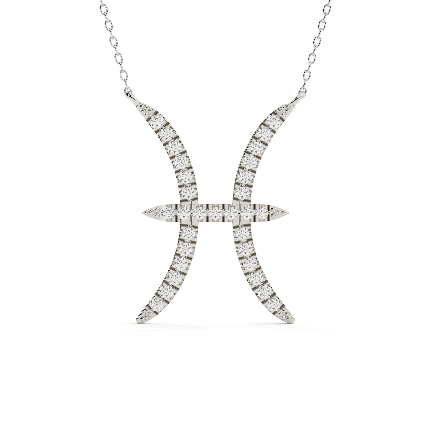 Pisces Zodiac Round Diamond Pendant With Gold Chain