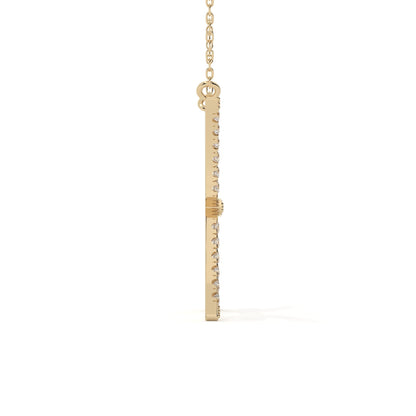 Pisces Zodiac Round Diamond Pendant With Gold Chain
