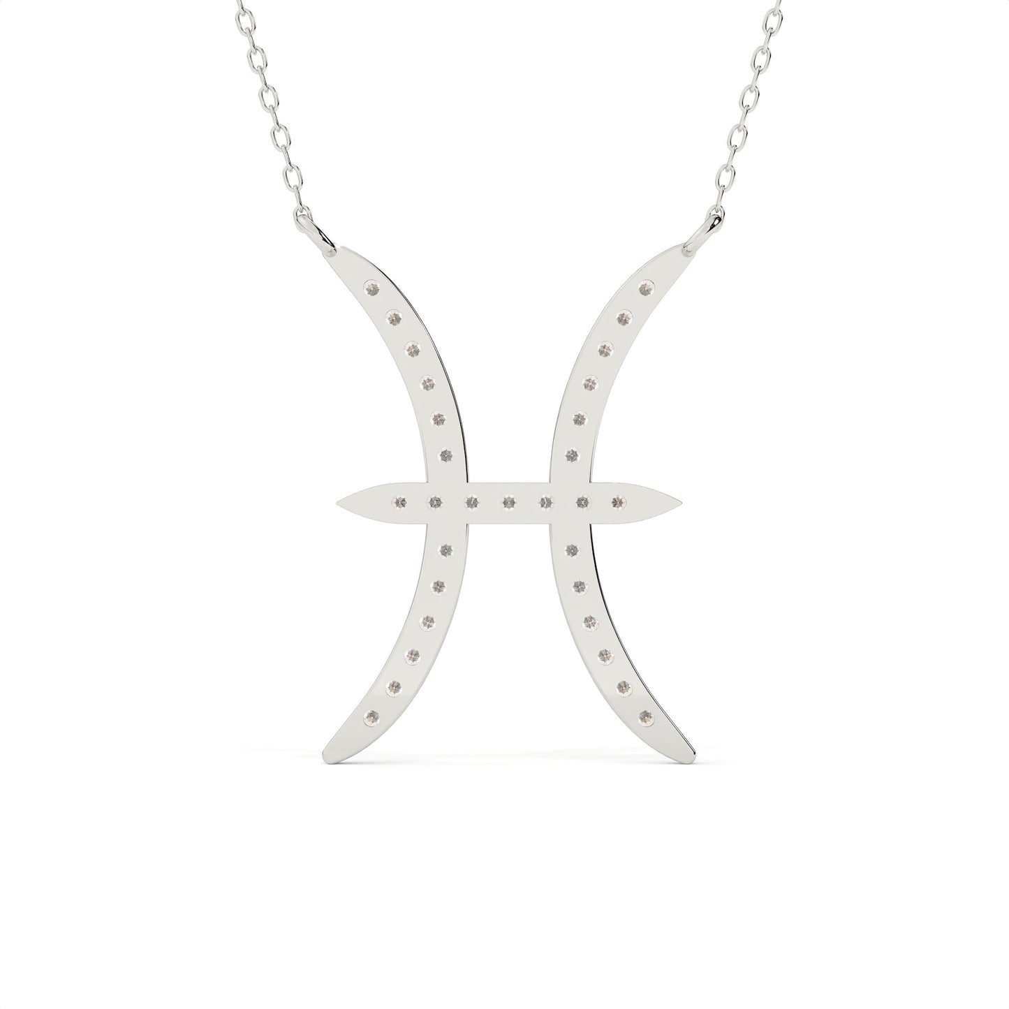 Pisces Zodiac Round Diamond Pendant With Gold Chain