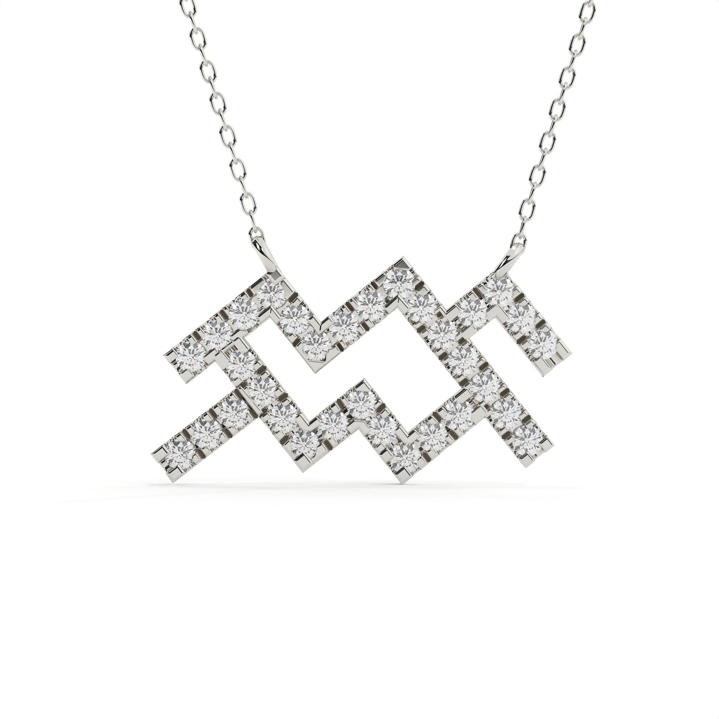 Round Cut Lab Grown Diamond Aquarius Zodiac Pendant
