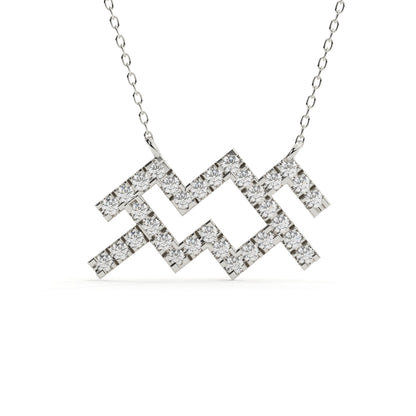 Round Cut Lab Grown Diamond Aquarius Zodiac Pendant